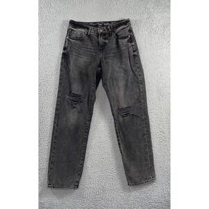 Express Low Rise Boyfriend Jeans Women 4 Distressed Black Denim